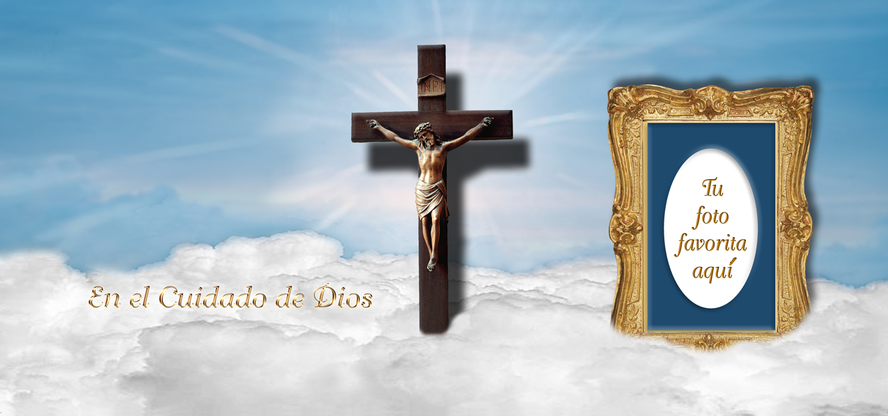 En el Cuidado de Dios (In Gods Care-Crucifix) Blue
